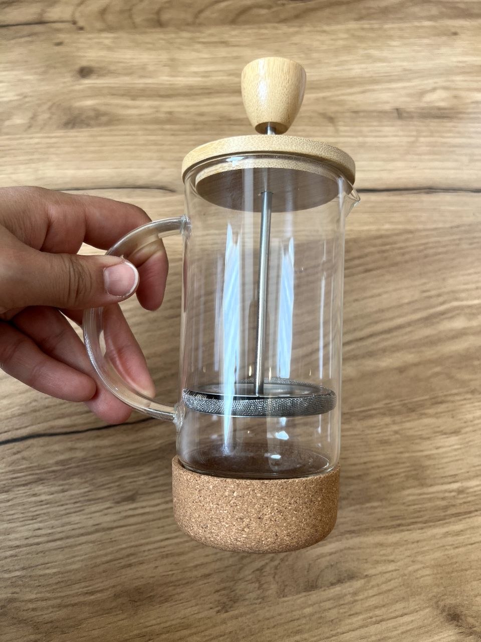 لیوان دمنوش پیرکس درب بامبو